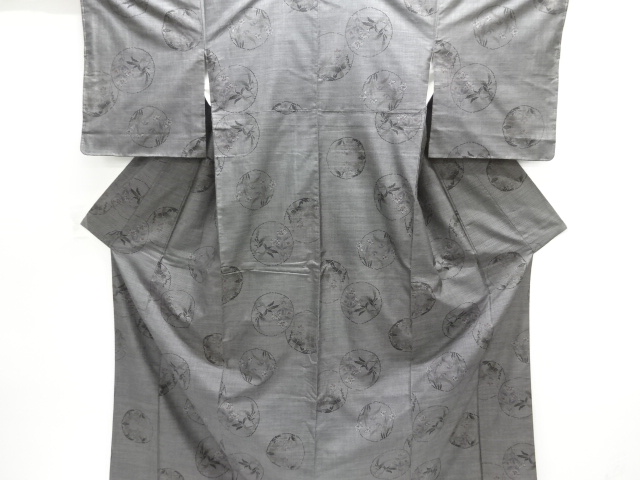 JAPANESE KIMONO / UNUSED DORO OSHIMA TSUMUGI / WOVEN FLOWER CREST 